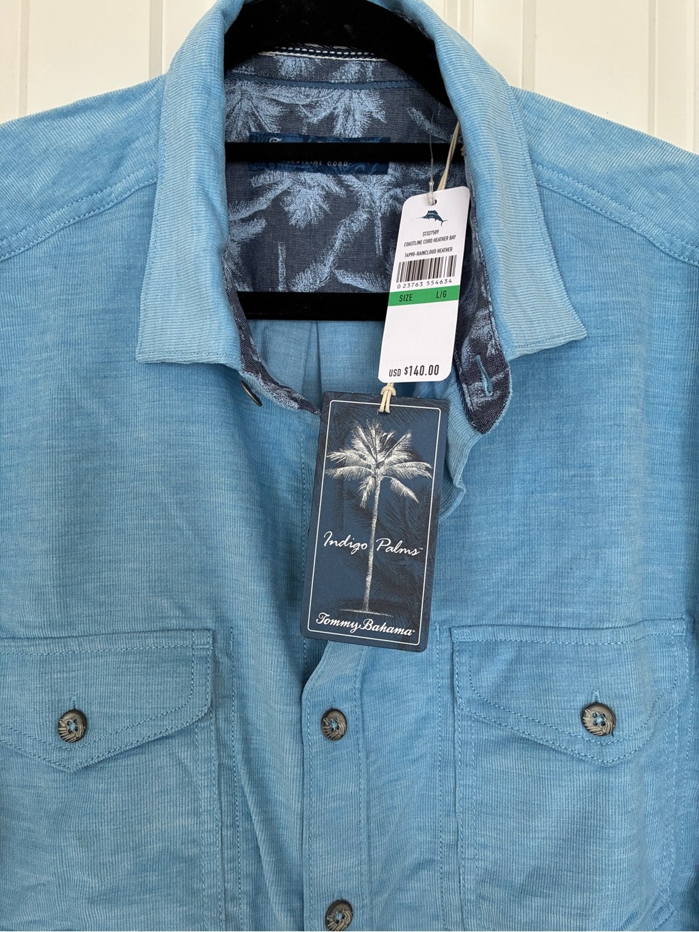 Tommy Bahama Light Blue Indigo Palms Shirt Jacket